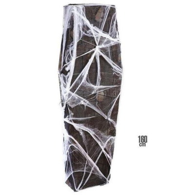 Coluna decorativa alta com teias de aranha artificiais