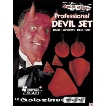 Conjunto profissional para disfarce de diabo com acessórios de látex vermelho
