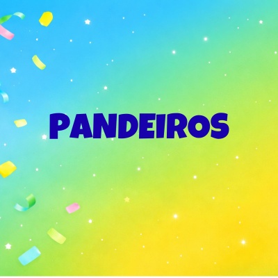 Fundo colorido com texto PANDEIROS em destaque