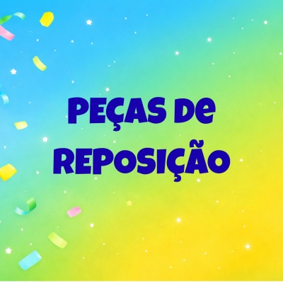 Fundo colorido com texto PEÇAS DE REPOSIÇÃO em destaque