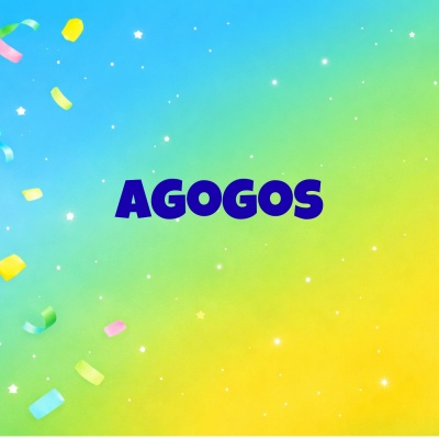 Fundo colorido com confetis e texto AGOGOS