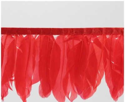 Franja decorativa com penas vermelhas