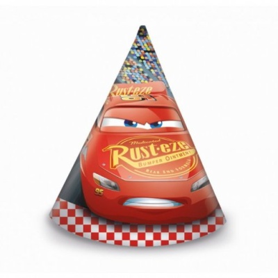 Chapéu de festa cónico com desenho do carro Lightning McQueen de 'Cars'