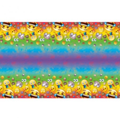 Padrão colorido com vários emojis repetidos sobre fundo degradê