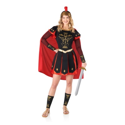 Fantasia de guerreira romano com capa e espada