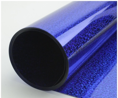 Rolo de vinil autocolante azul metálico brilhante com textura pontilhada