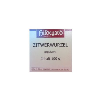 Etiqueta de embalagem de produto Hildegard Gewürze com texto em alemão