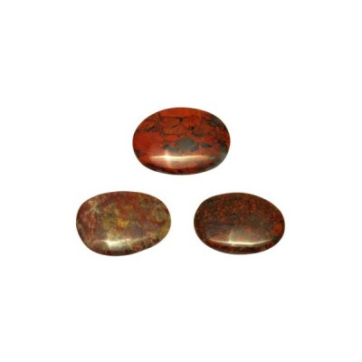 Três pedras polidas vermelhas e castanhas com padrões naturais