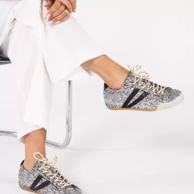 ABF-97 :: Sapatilhas LANA GLITTER SILVER/BLACK