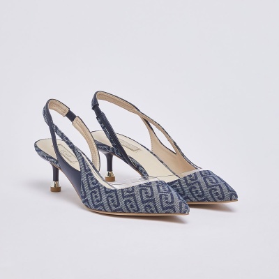 LIU JO :: Sandálias slingback em jacquard de denim