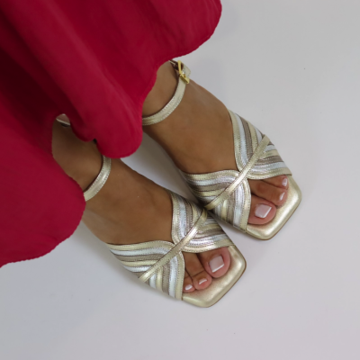 DANIELASHOES :: SANDÁLIA METALIZADA COMBINADA