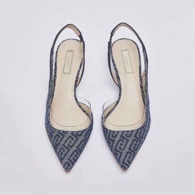 LIU JO :: Sandálias slingback em jacquard de denim