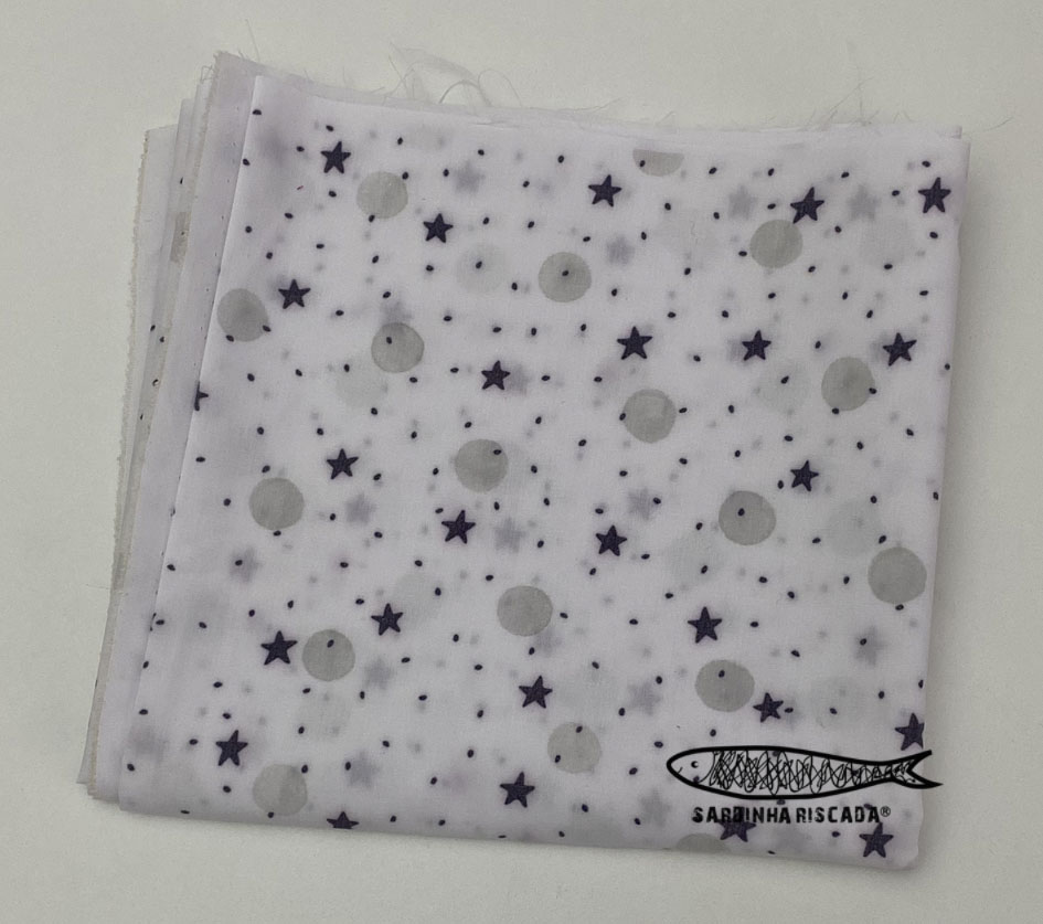 Retalho Estrelas pretas 35x150cm Retalho Estrelas pretas 35x150cm