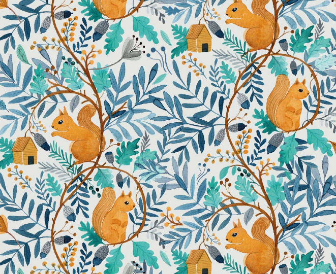 Squirrel World Poplin Background Squirrel World Poplin Background