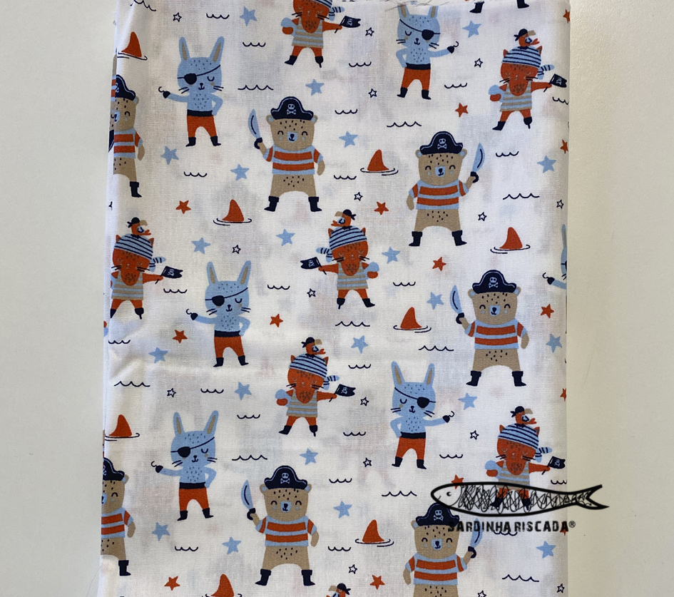 Retalho Piratas branco 55x150 cm Retalho Piratas branco 55x150 cm