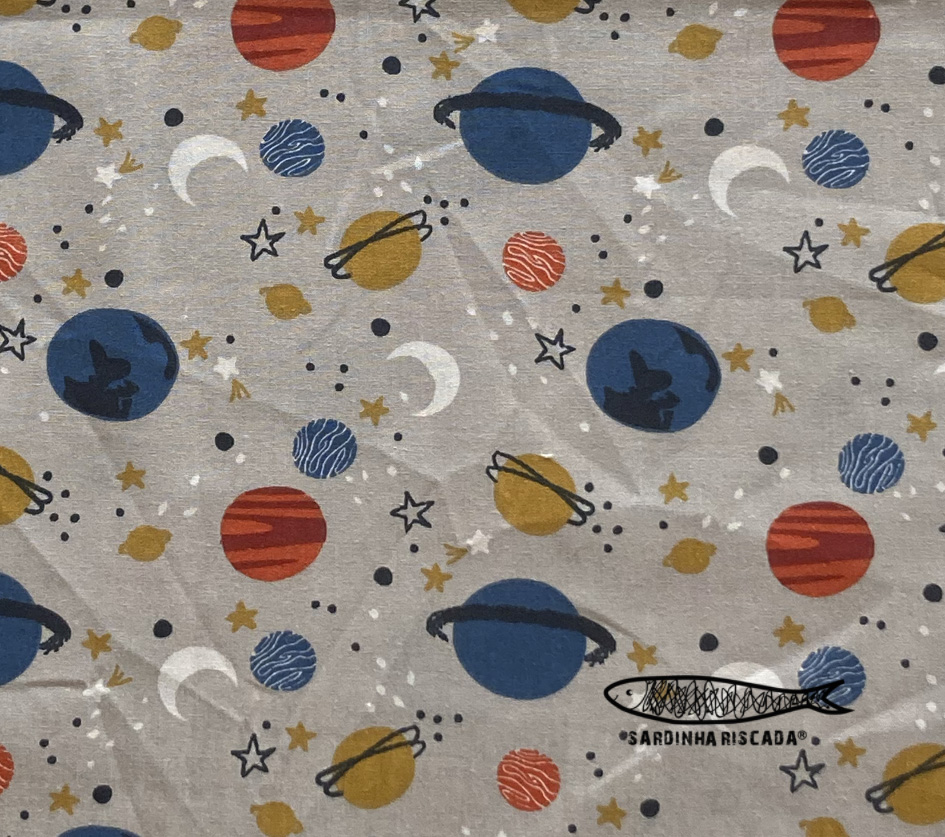 Espaço - Planetas - Algodão Orgânico Espaço - Planetas - Algodão Orgânico