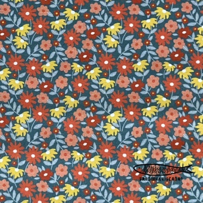Algodão orgânico - Flores Coloridas