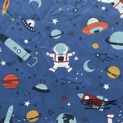 Espaço - Fundo Azul - Algodão Orgânico