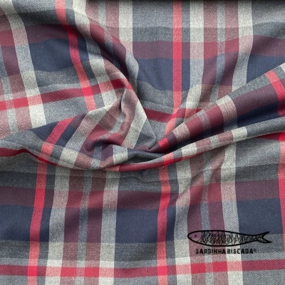 Fazenda - xadrez Vermelho com cinza