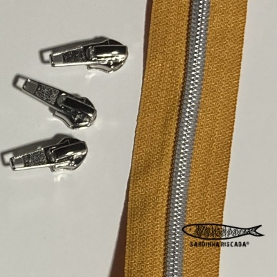 Fecho Zipper Metalizado - Prata