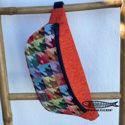 Bolsa de cintura - Quadados e riscas Laranja