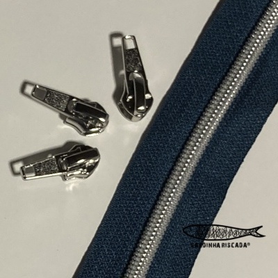 Fecho Zipper Metalizado - Prata