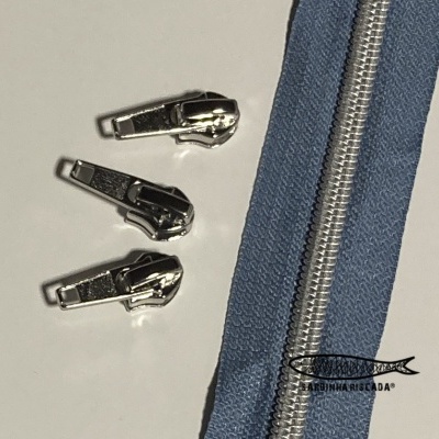Fecho Zipper Metalizado - Prata