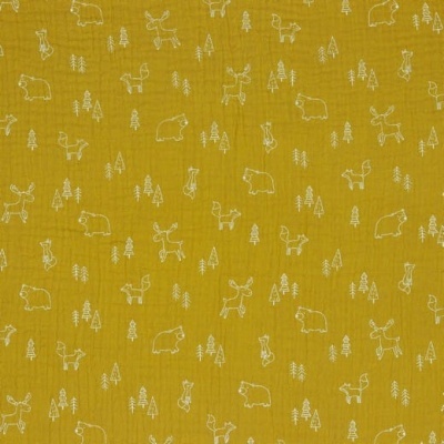 Musselina / Double Gauze - Animais mostarda