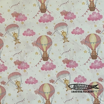 Bichinhos nas nuvens -  Balões e Paraquedas Rosa