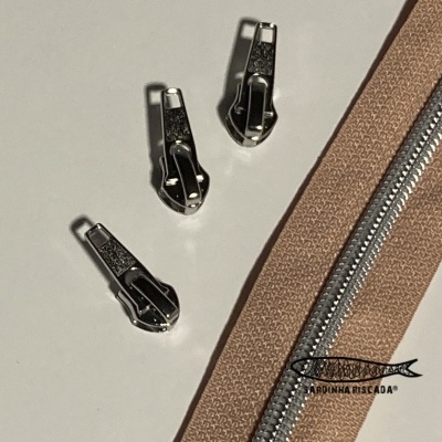 Fecho Zipper Metalizado - Prata