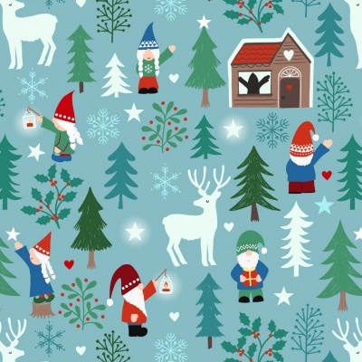 Hygge Glow - Tomte Forest on Icy Blue