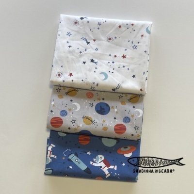 Espaço - Estrelas - Algodão Orgânico