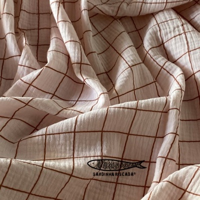 Musselina / Double Gauze - Xadrez Rosa suave