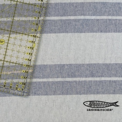 Linho Alentejano Reciclado - Riscas  Azuis