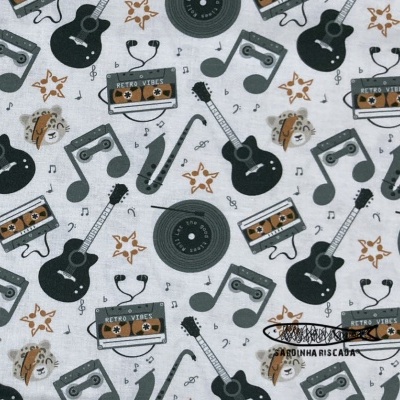 Algodão orgânico - Rock N' Roll Branco