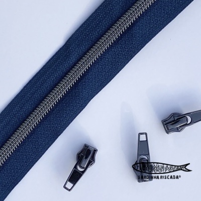 Fecho Zipper Metalizado - Antracite