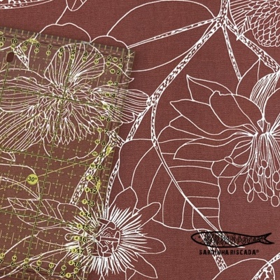 Canvas estampado - Flores Tijolo