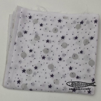 Retalho Estrelas pretas  35x150cm