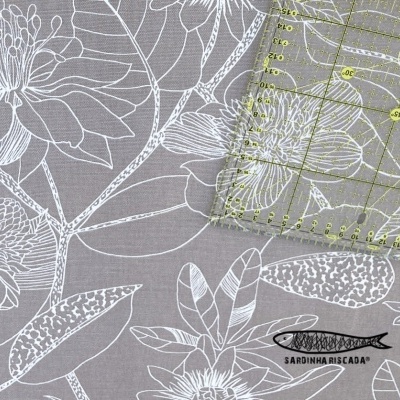 Canvas estampado - Flores Taupe