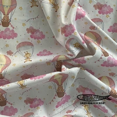 Bichinhos nas nuvens -  Balões e Paraquedas Rosa