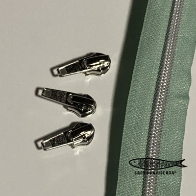 Fecho Zipper Metalizado - Prata
