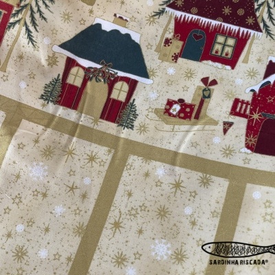 Calendário de Advento - Star Sprinkle Winter Houses on Cream