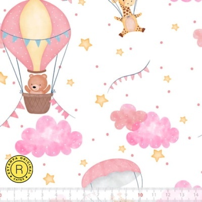 Bichinhos nas nuvens -  Balões e Paraquedas Rosa