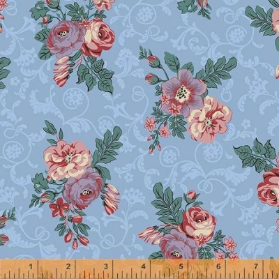 Bedford - Floral Bouquets Lt Blue