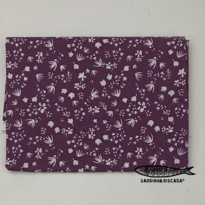 Retalho Flores roxo  40x150cm