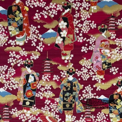 Gueixa - Fundo Vermelho