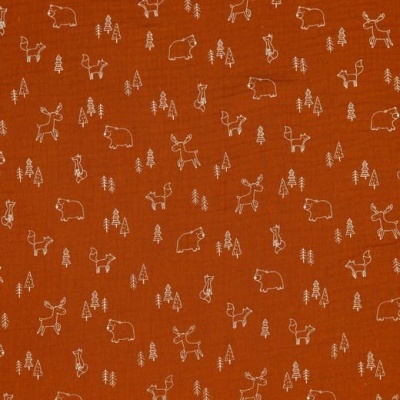 Musselina / Double Gauze - Animais tijolo