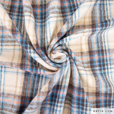 Xadrez  escocês Azul e Castanho  - Flanela de algodão
