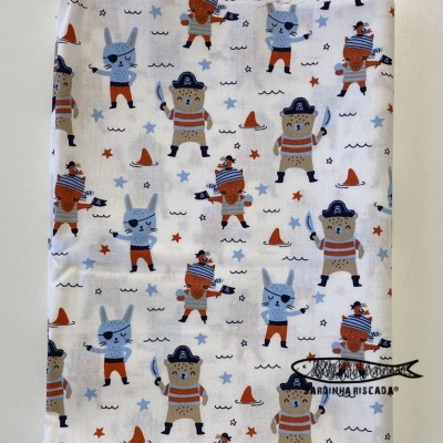 Retalho Piratas branco  55x150 cm