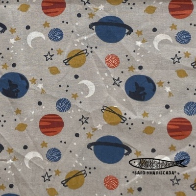 Espaço - Planetas - Algodão Orgânico